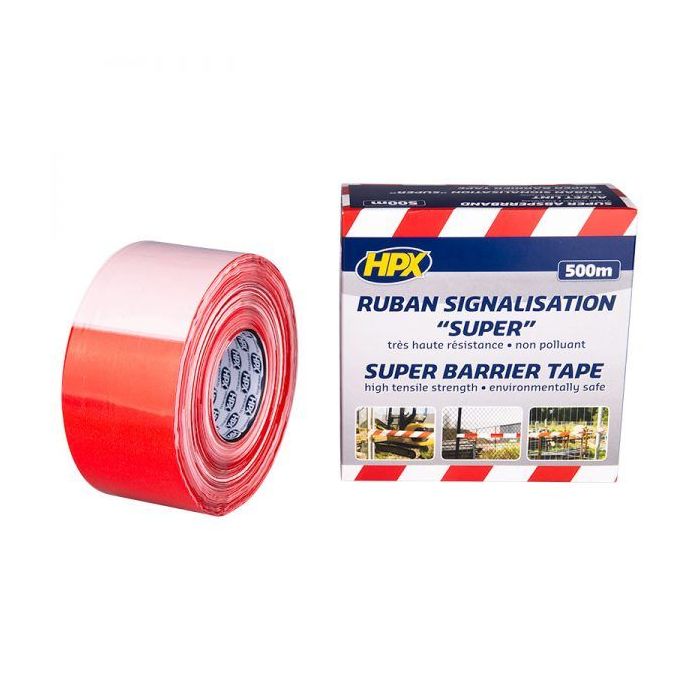RUBAN DE SIGNALISATION SUPER BLANC/ROUGE 80MM 500M
